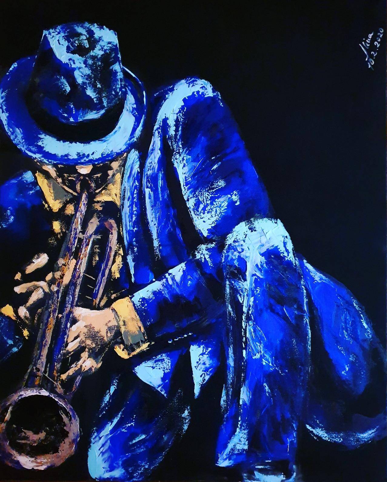 ArteDiAlina.com painting: sounds like blue(s)